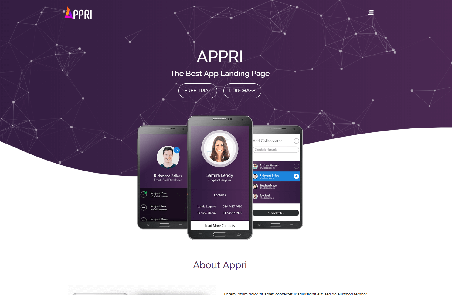 Mobile App Landing page